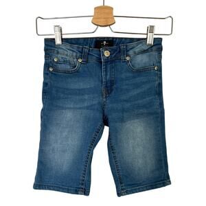 7 For All Mankind Girls Denim Bermuda Denim Shorts Medium Wash Blue Girl's Sz 10